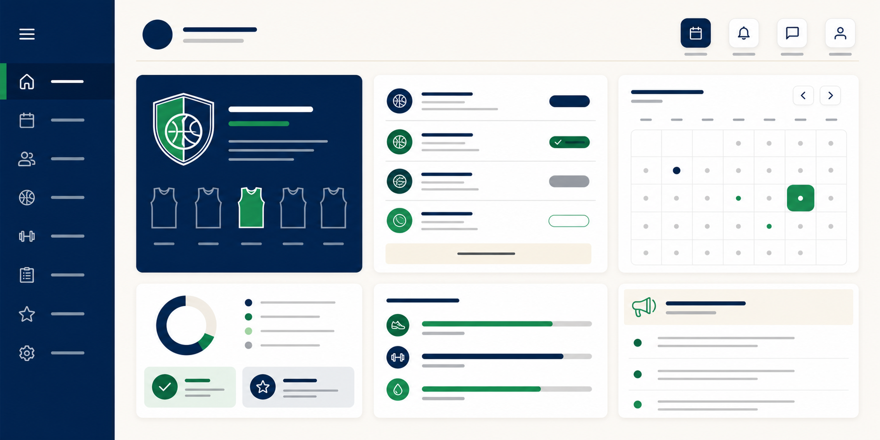 Illustrated Ave Maria Recreation student dashboard interface